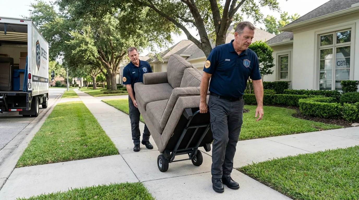 Local residential moving crew loading furniture in Osceola, IA